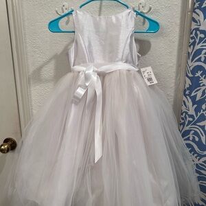 David’s Bridal White Tulle Dress with Satin Bow